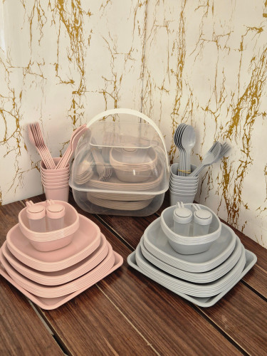 سرویس غذاخوری مسافرتی ۶ نفره ۴۸ پارچه کامل با باکس دربدار